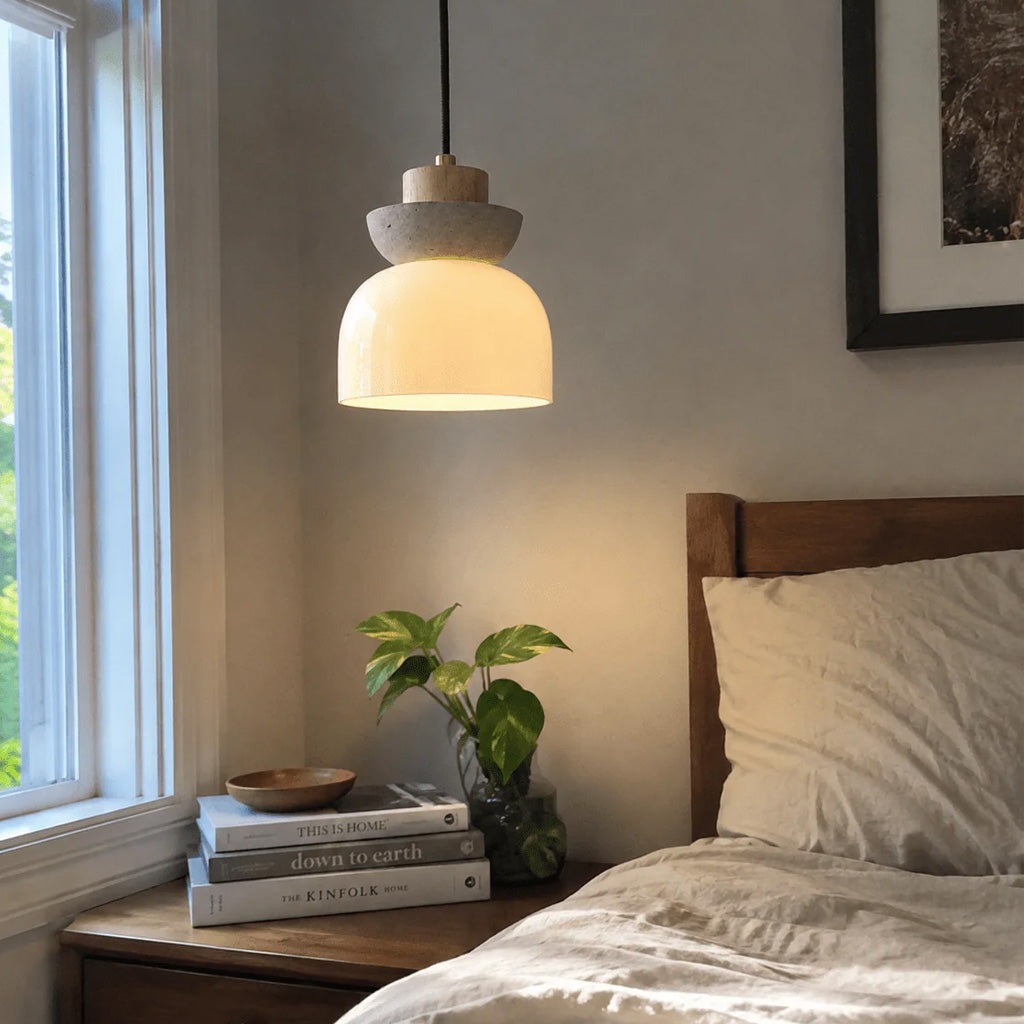 Japandi Log Cream 1-Light Pendant Light