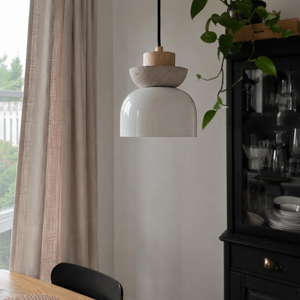 Japandi Log Cream 1-Light Pendant Light