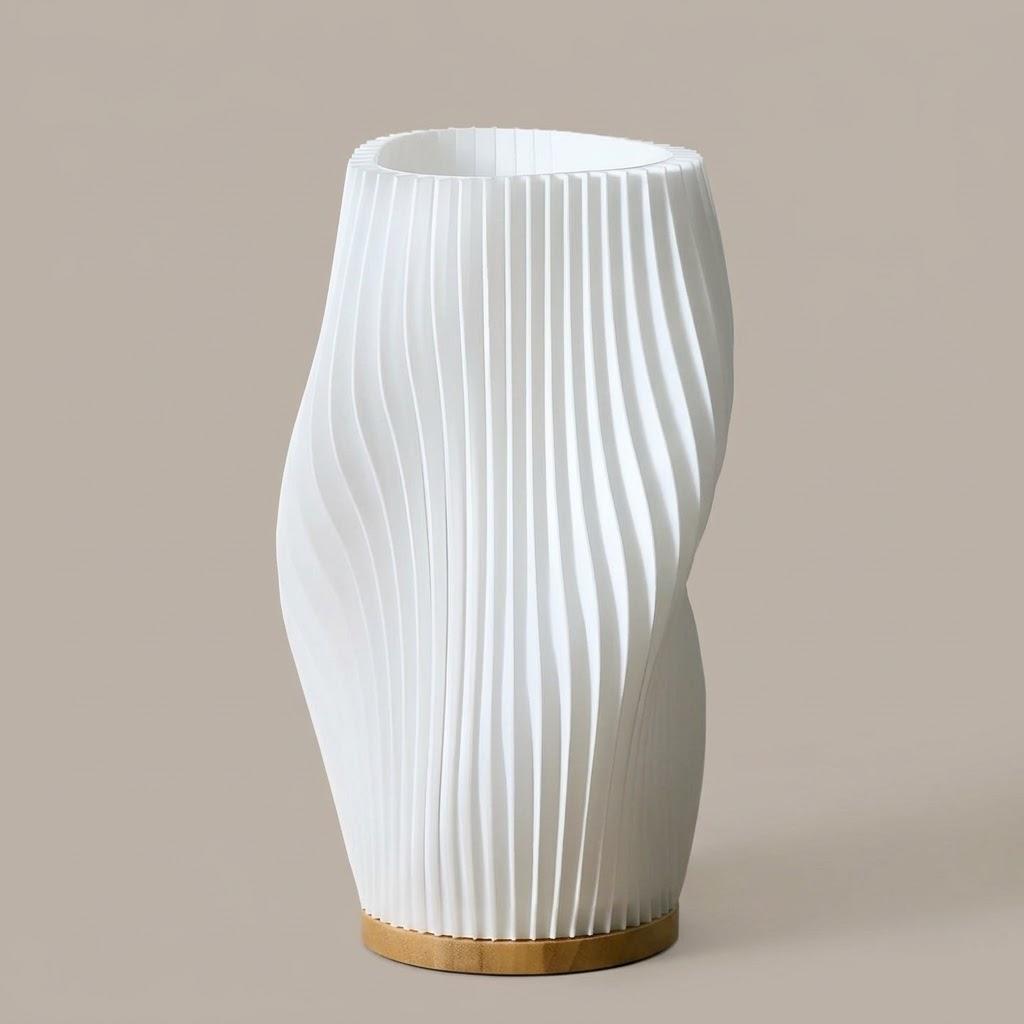 Japandi Metal Fabric Wave Shade Table Lamp