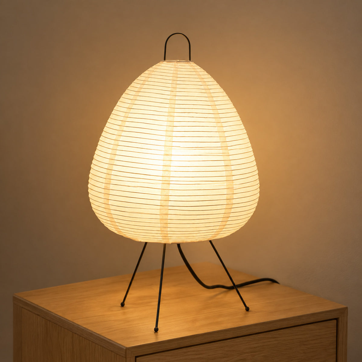 Japandi Off-White Washi Shade Table Lamp
