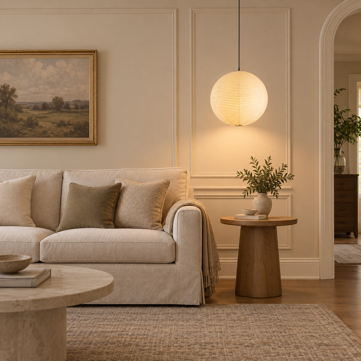 Japandi Paper Globe 1-Light Pendant Light