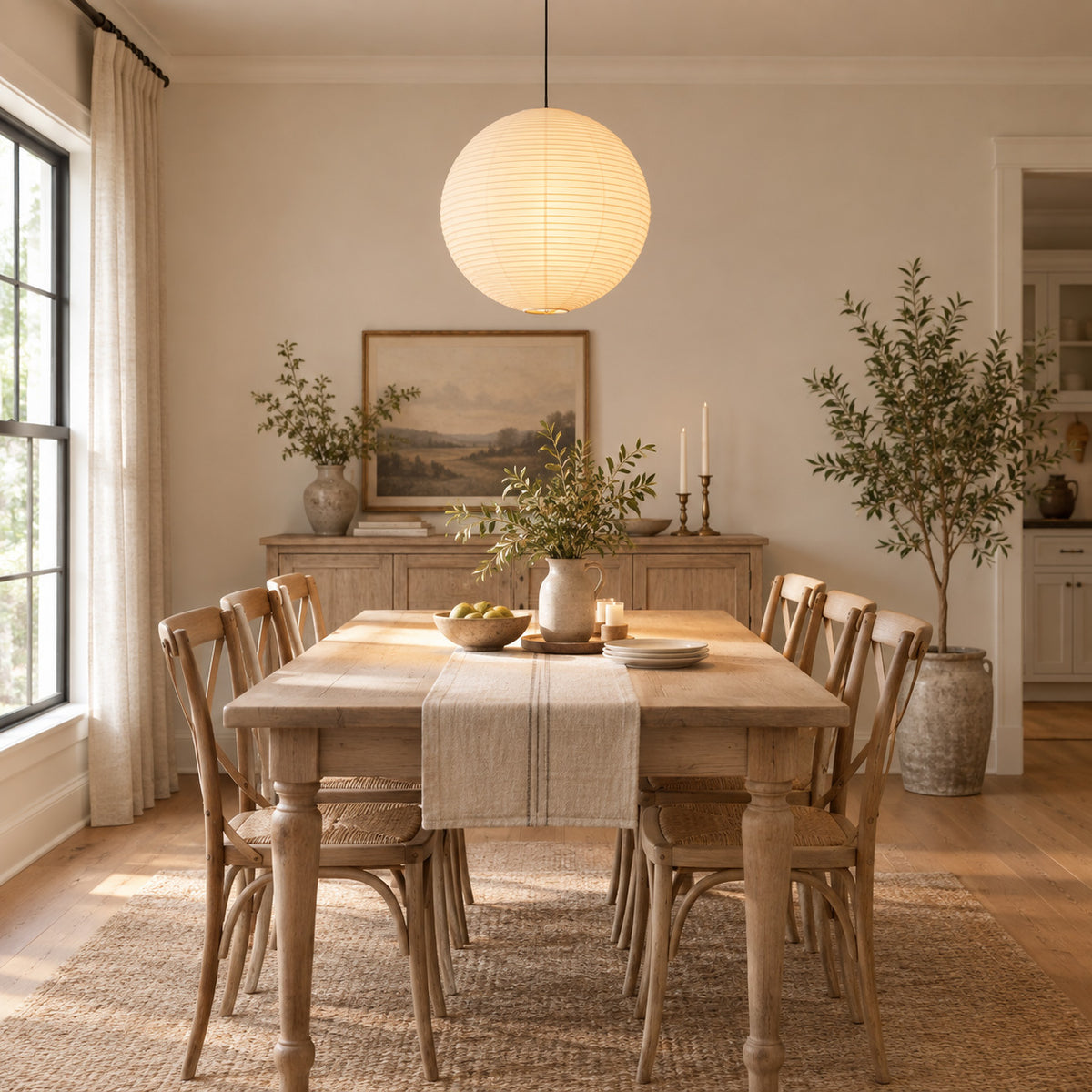 Japandi Paper Globe 1-Light Pendant Light