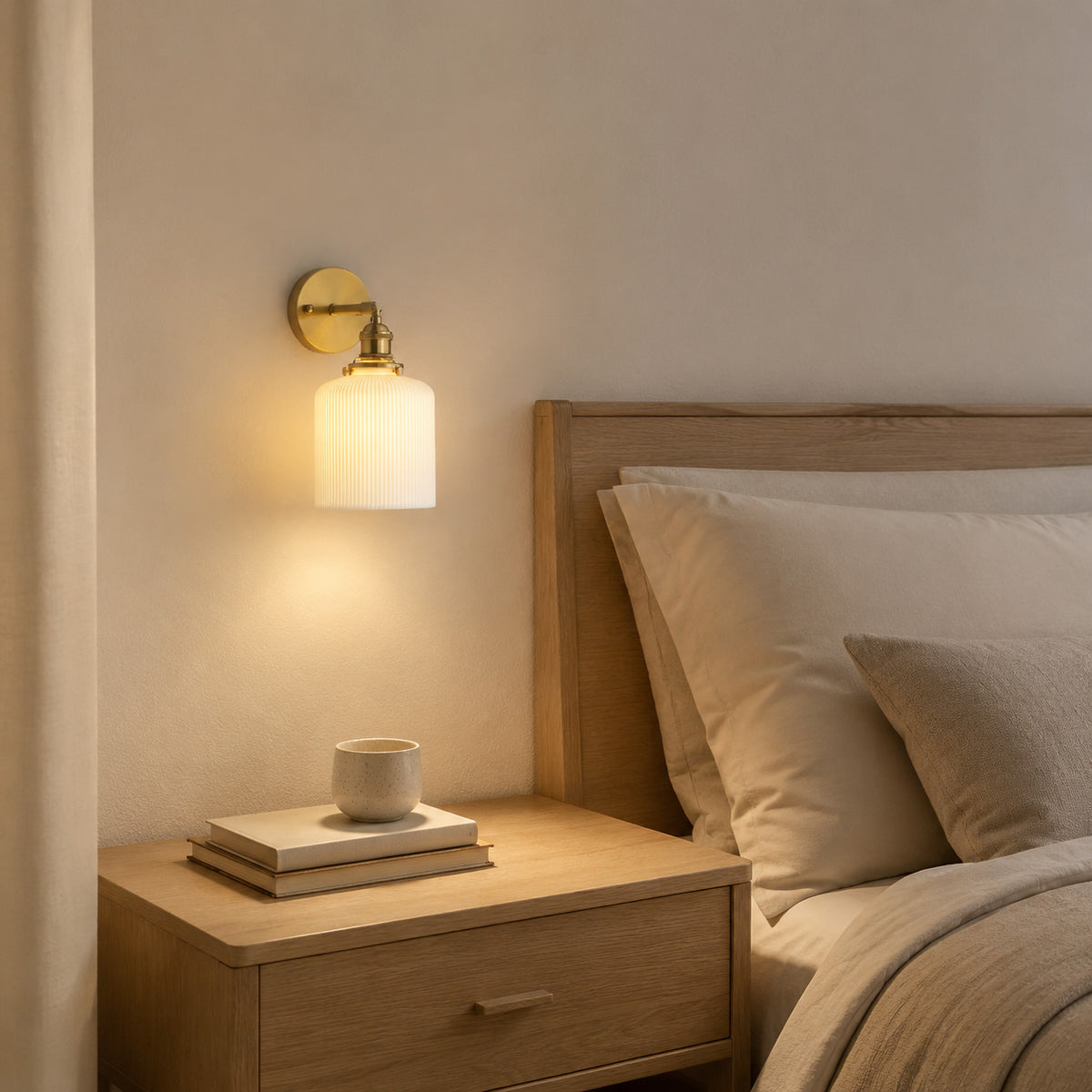 Japandi Pleated Glass Wall Sconce