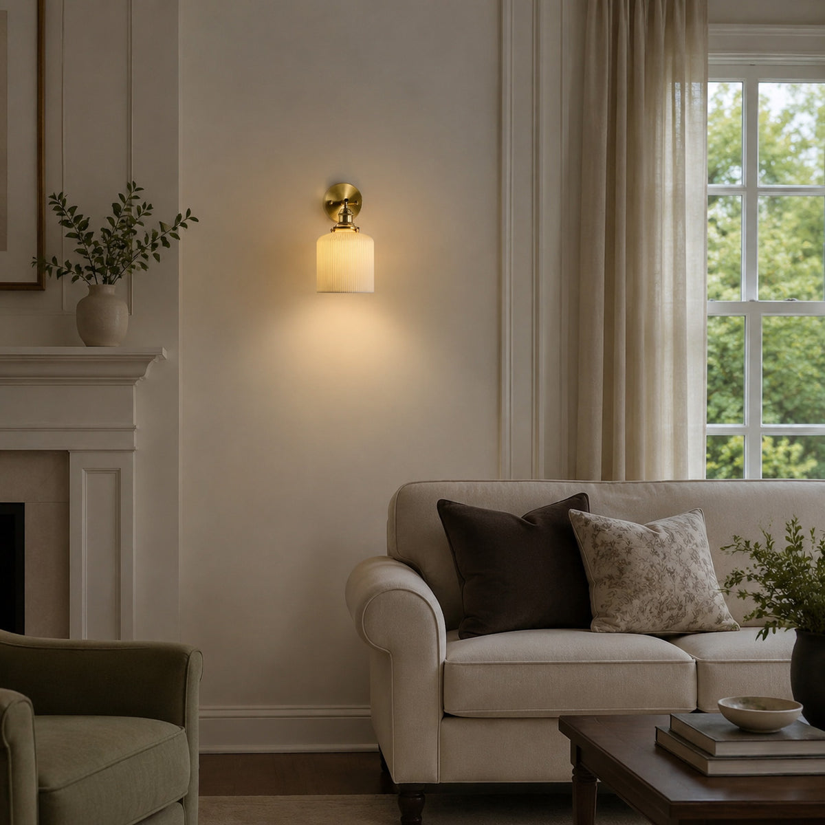 Japandi Pleated Glass Wall Sconce