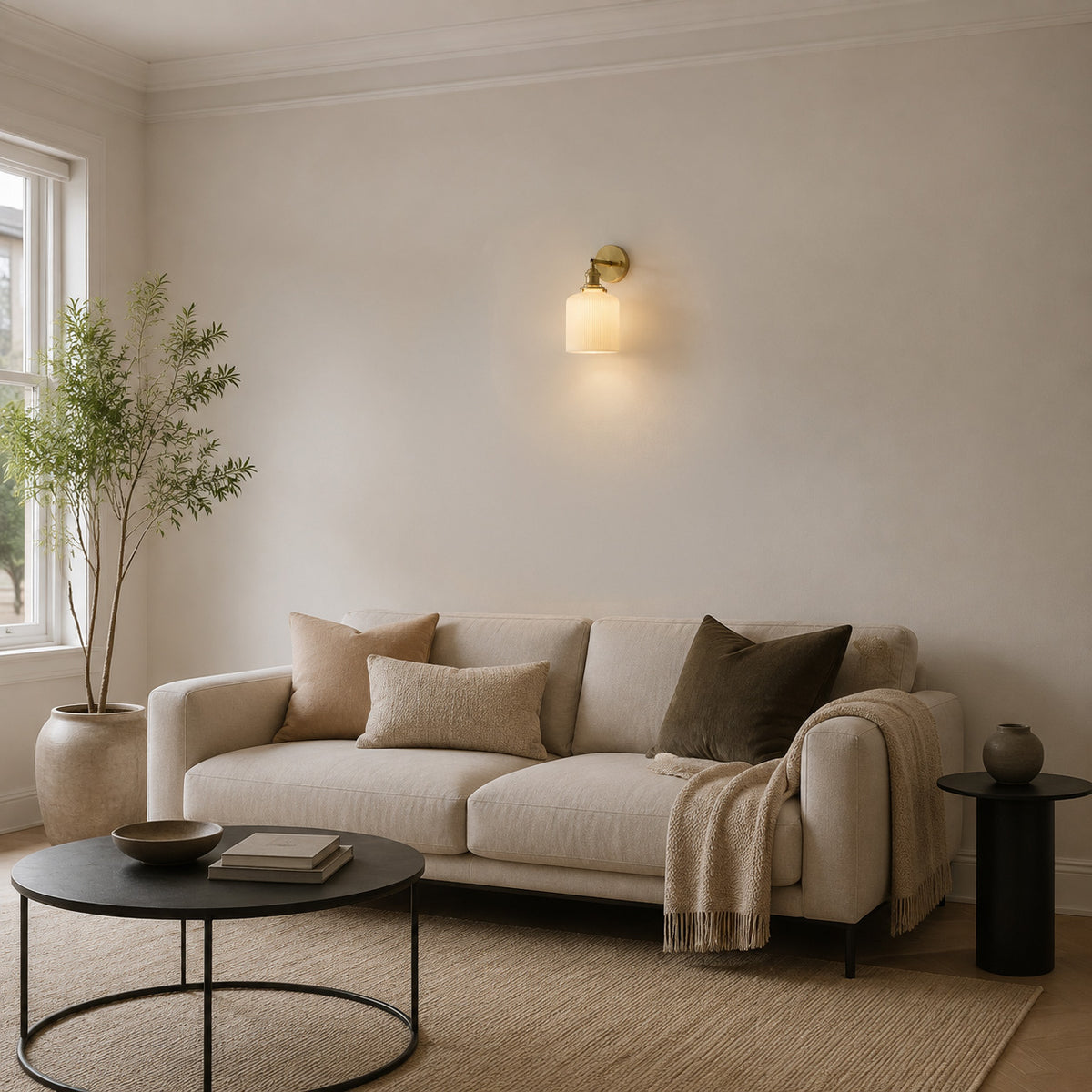 Japandi Pleated Glass Wall Sconce