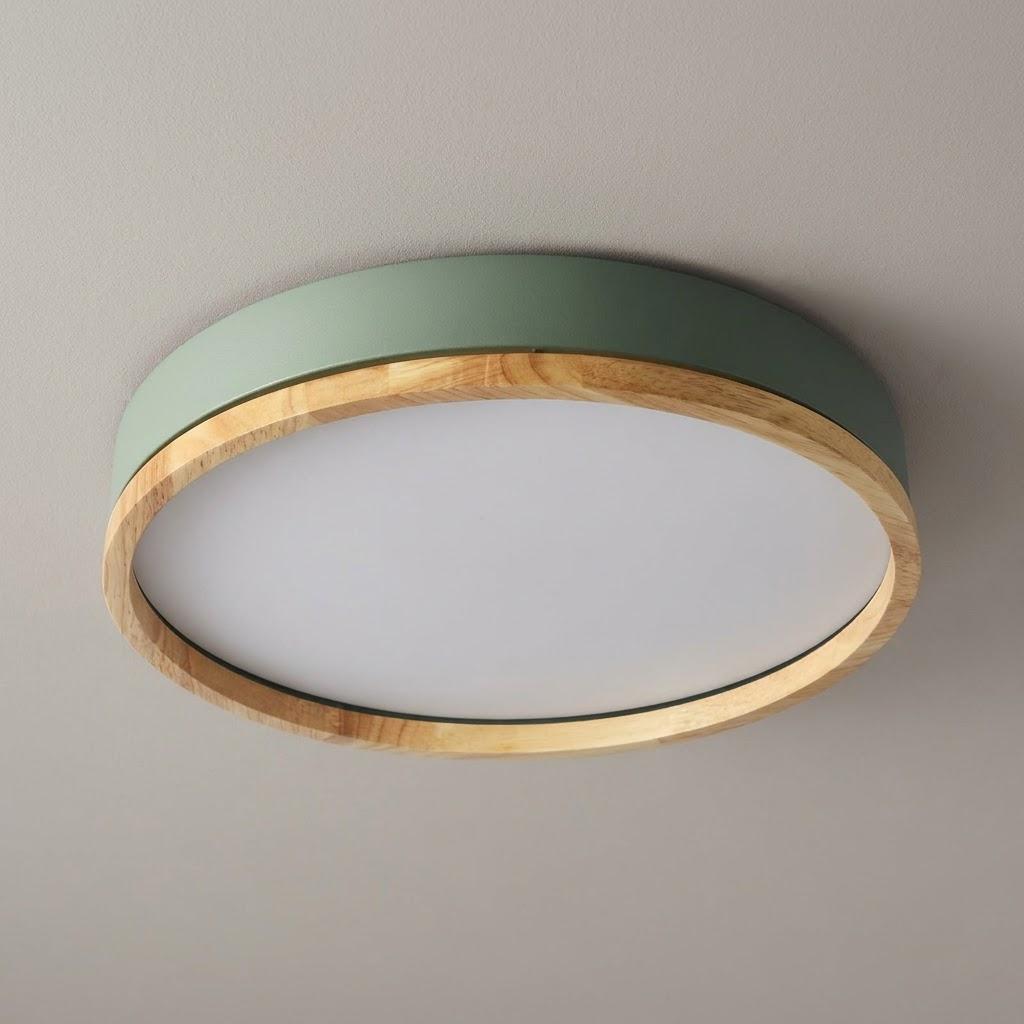 Japandi Rubberwood Acrylic Flush Mount Ceiling Light