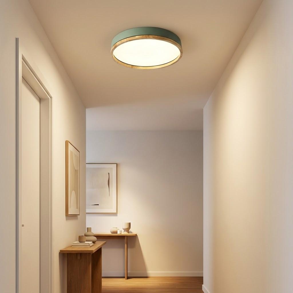Japandi Rubberwood Acrylic Flush Mount Ceiling Light