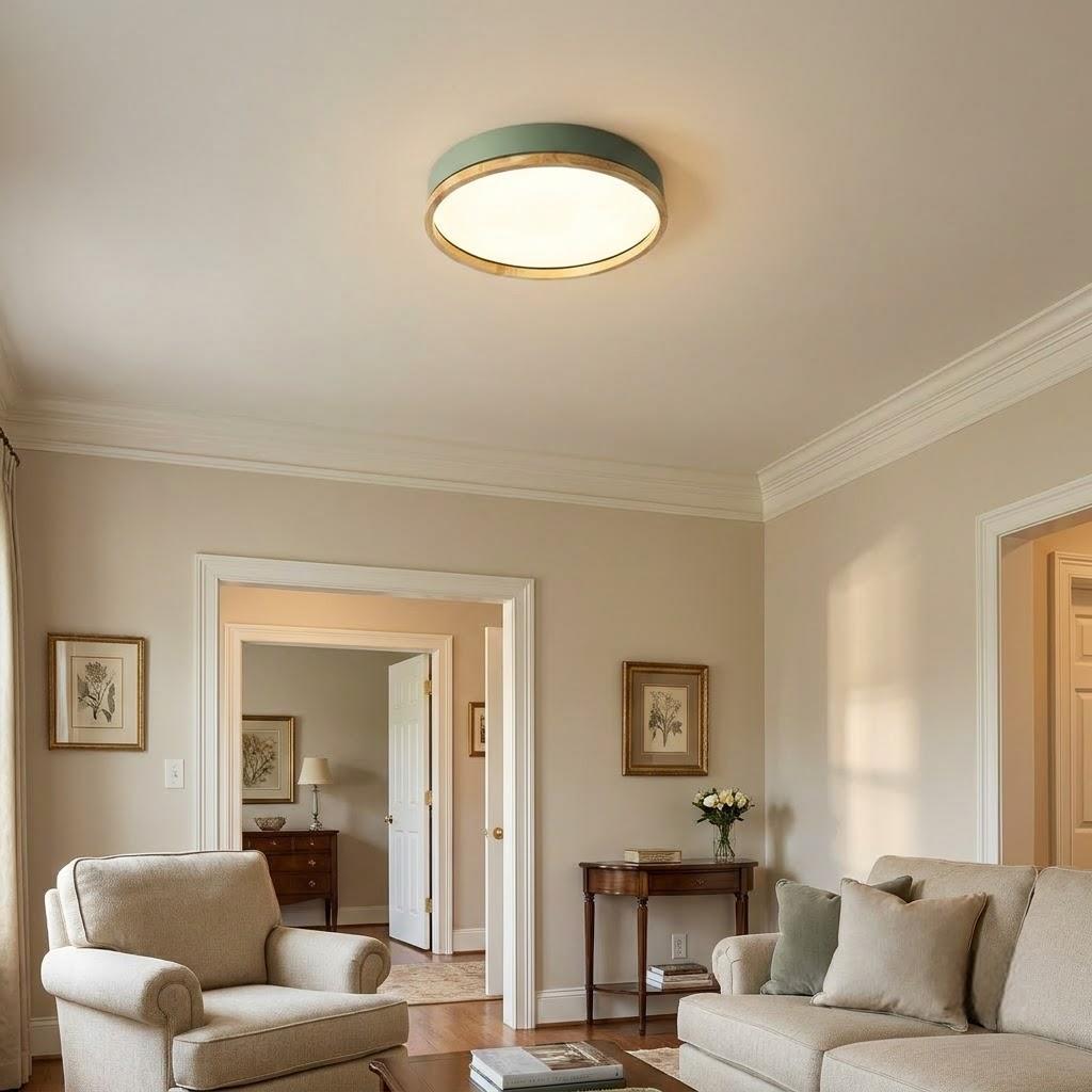 Japandi Rubberwood Acrylic Flush Mount Ceiling Light