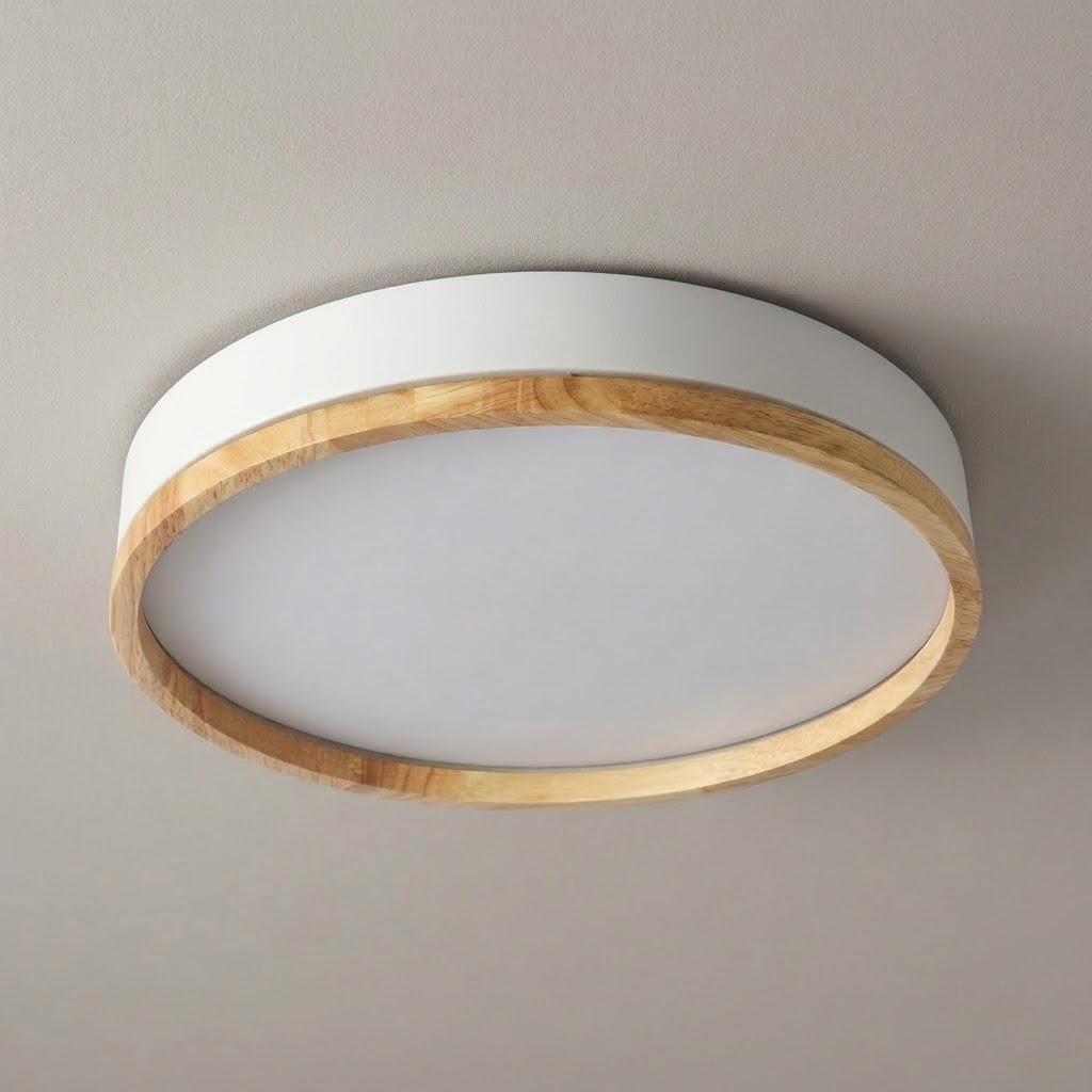 Japandi Rubberwood Acrylic Flush Mount Ceiling Light