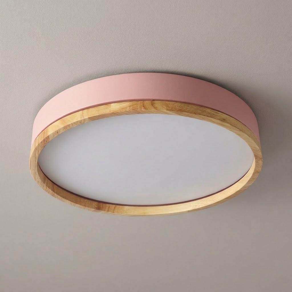 Japandi Rubberwood Acrylic Flush Mount Ceiling Light