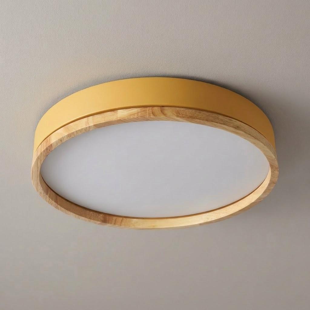 Japandi Rubberwood Acrylic Flush Mount Ceiling Light