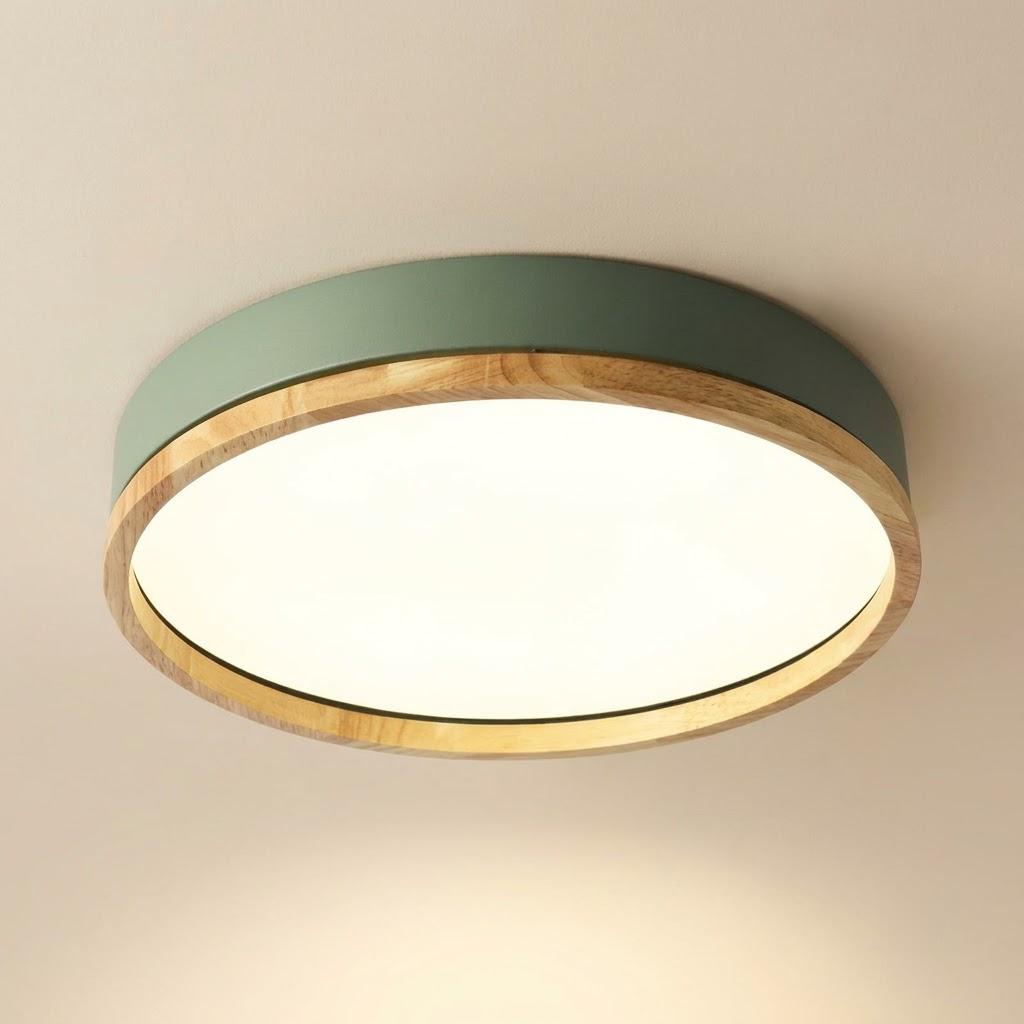 Japandi Rubberwood Acrylic Flush Mount Ceiling Light