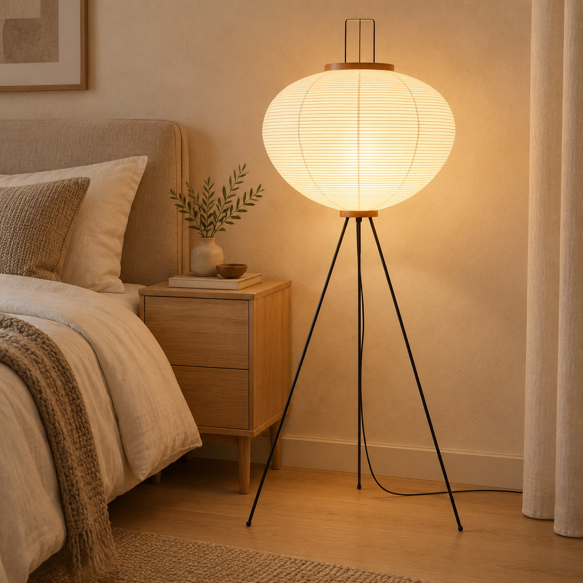 Japandi Tripod Washi Paper Floor Lamp