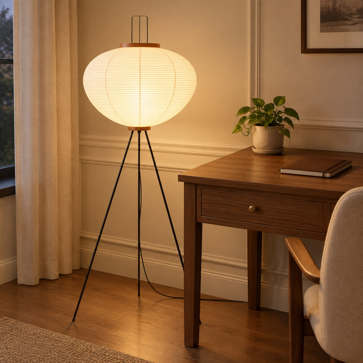 Japandi Tripod Washi Paper Floor Lamp