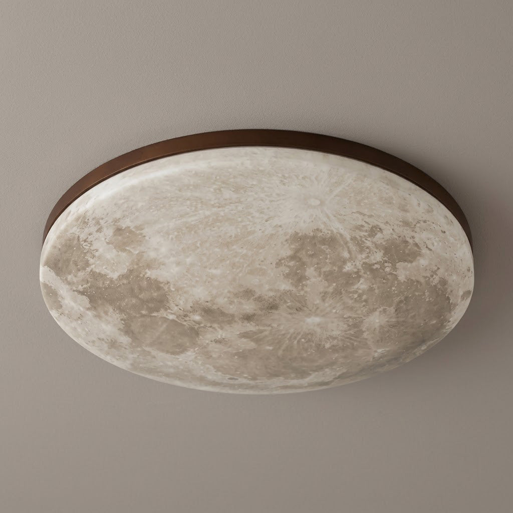 Japandi Wood Disc Flush Mount Ceiling Light