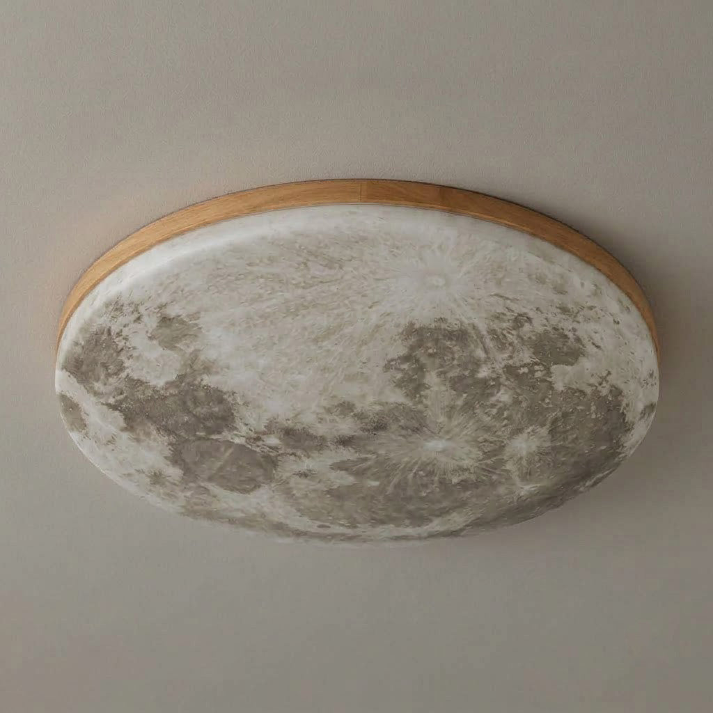 Japandi Wood Disc Flush Mount Ceiling Light
