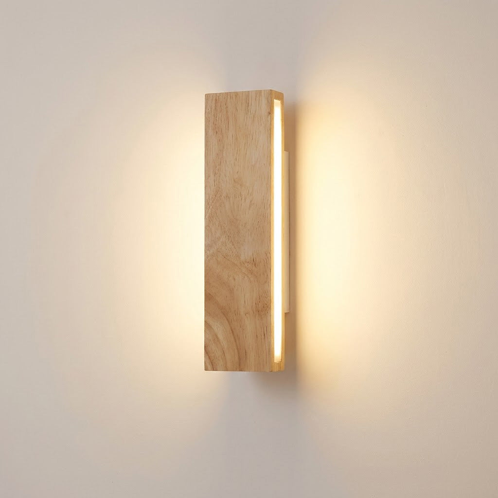 Japandi Wood Rectangular Wall Sconce