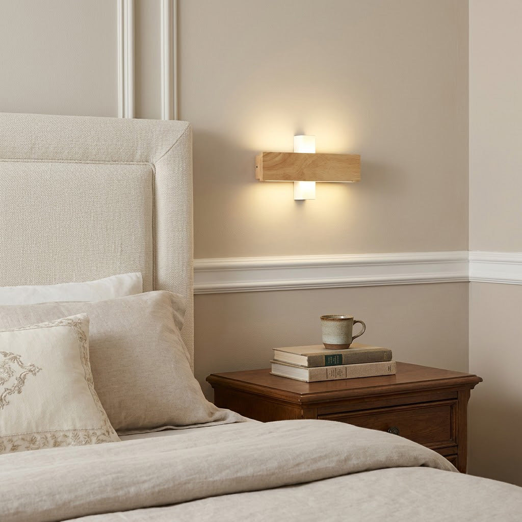 Japandi Wood Rectangular Wall Sconce