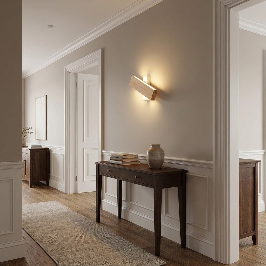 Japandi Wood Rectangular Wall Sconce