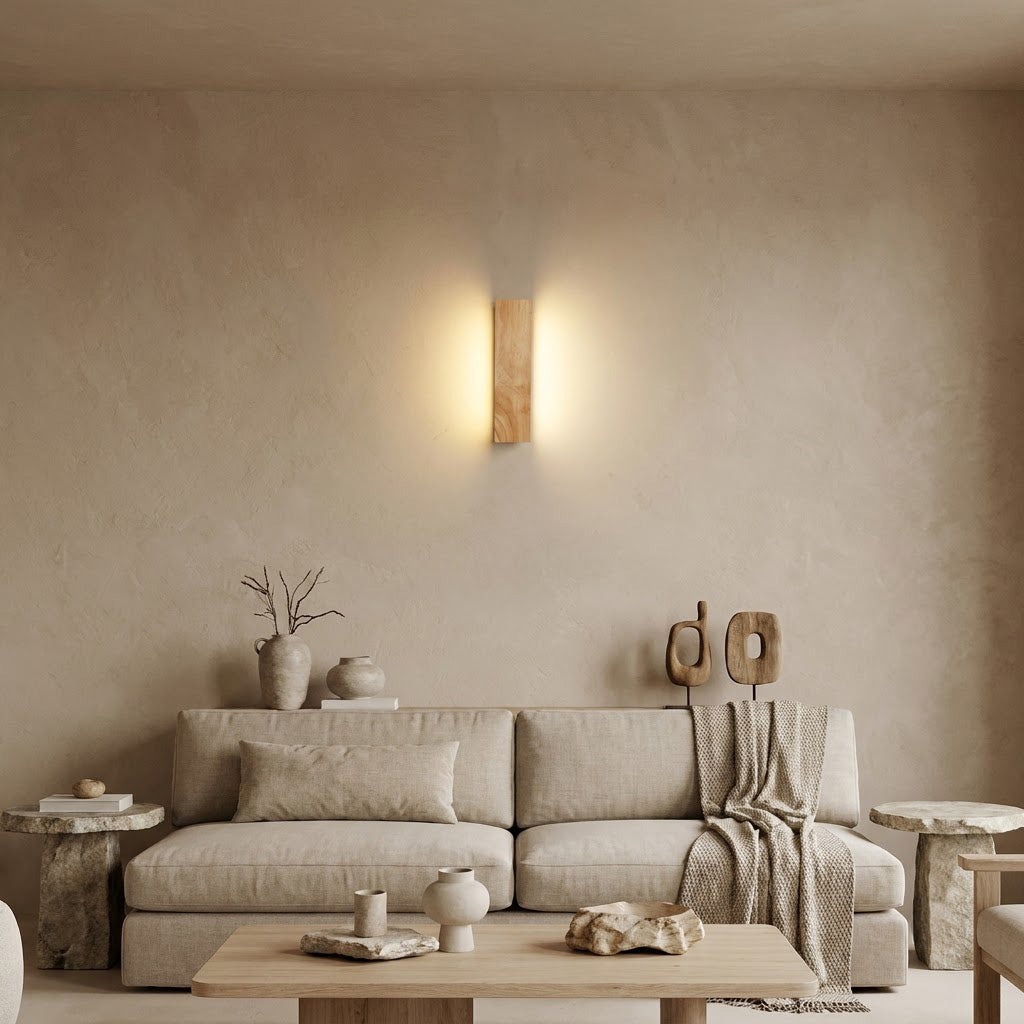 Japandi Wood Rectangular Wall Sconce