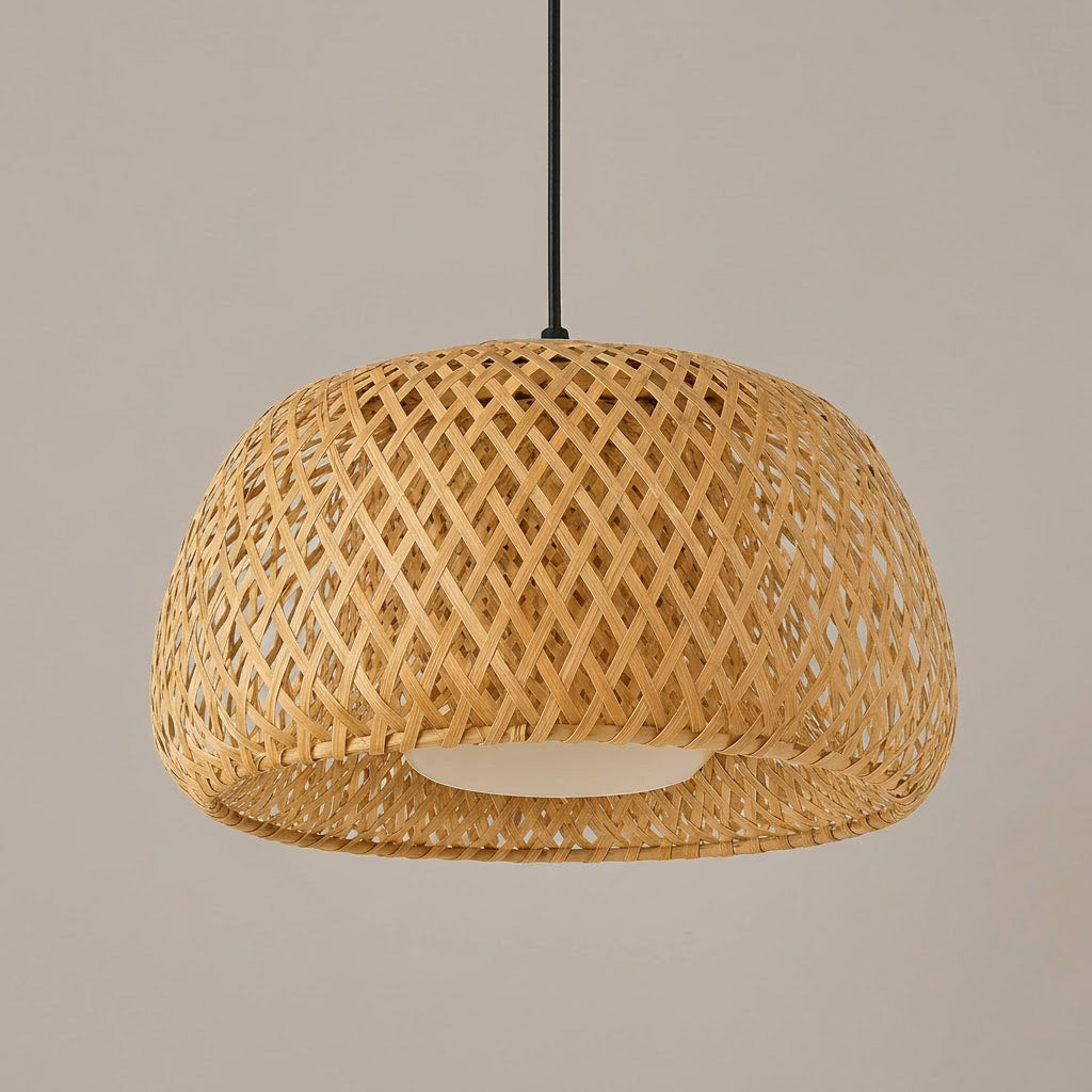 Japandi Woven Bamboo Dome Pendant Light
