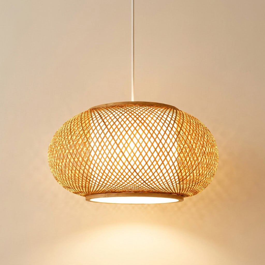 Japandi Woven Bamboo Lantern Pendant Light