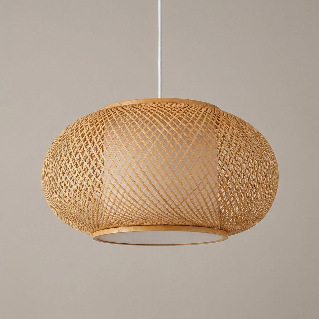 Japandi Woven Bamboo Lantern Pendant Light