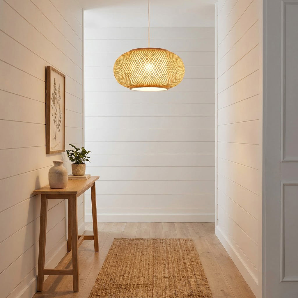 Japandi Woven Bamboo Lantern Pendant Light