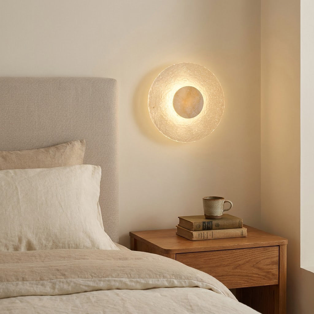 Japandi Yellow Travertine Acrylic Wall Sconce