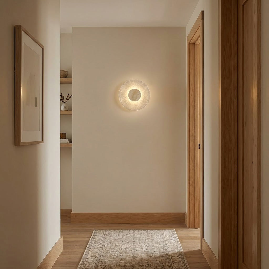 Japandi Yellow Travertine Acrylic Wall Sconce