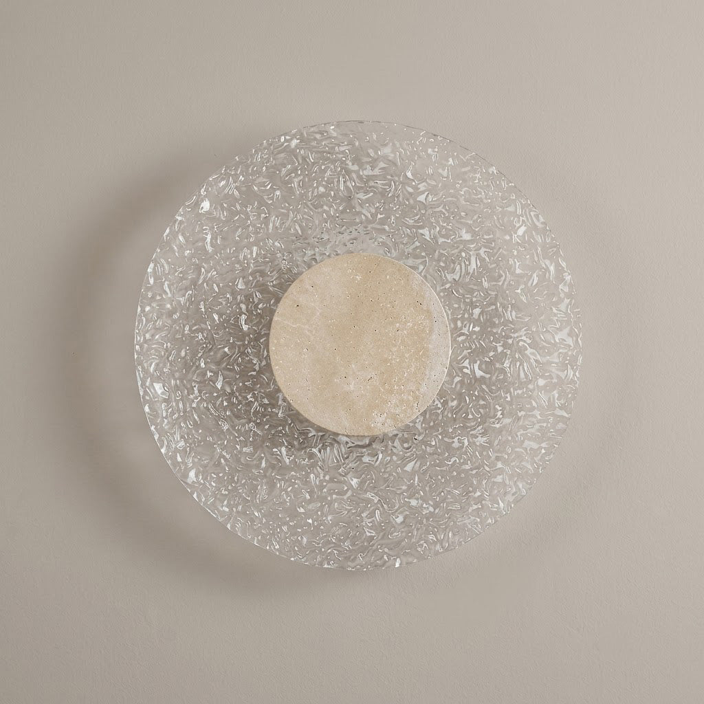Japandi Yellow Travertine Acrylic Wall Sconce