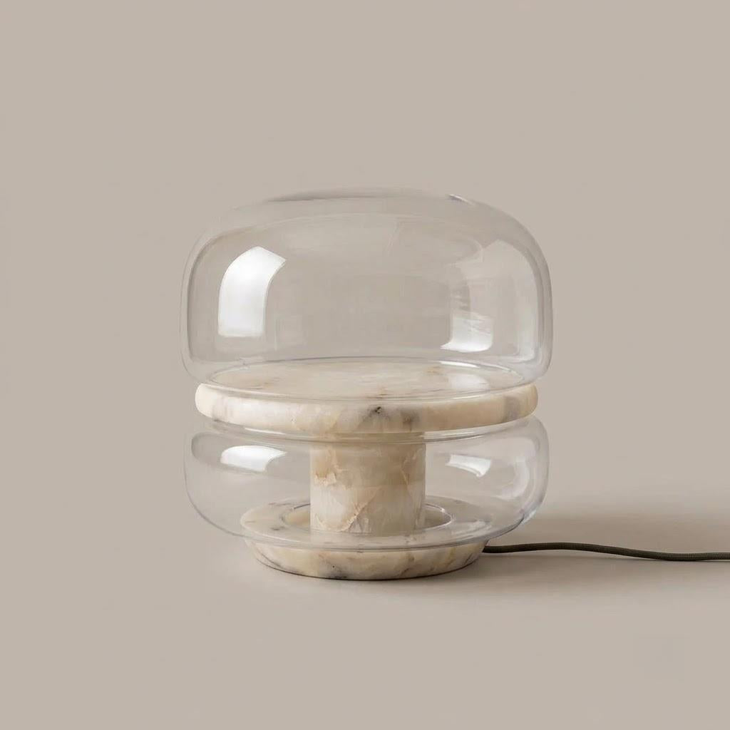 Japandi Alabaster And Glass Table Lamp