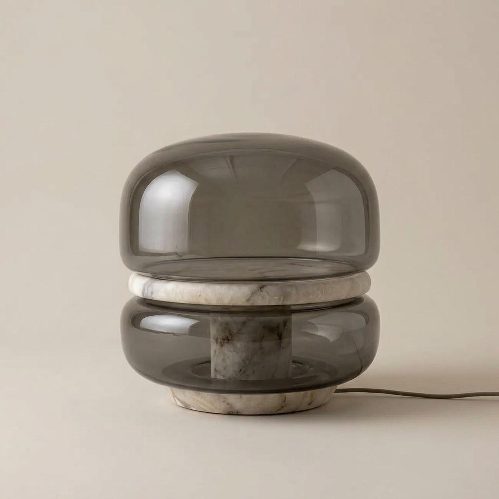 Japandi Alabaster And Glass Table Lamp