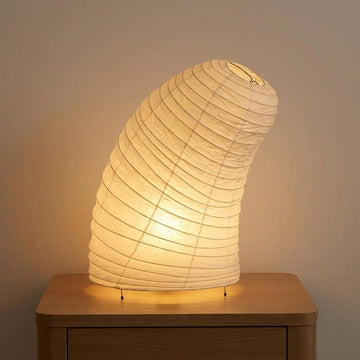 Japandi Curved Spiral Washi Shade Table Lamp