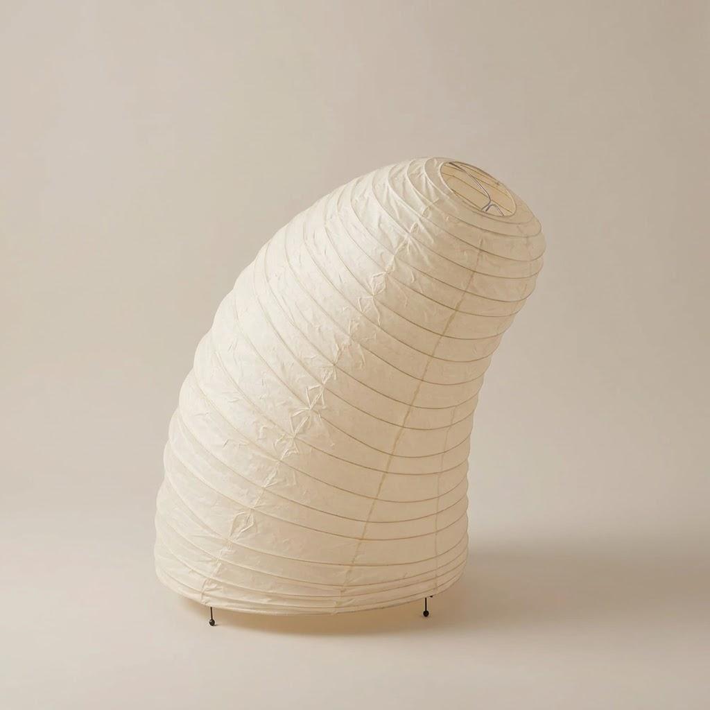 Japandi Curved Spiral Washi Shade Table Lamp