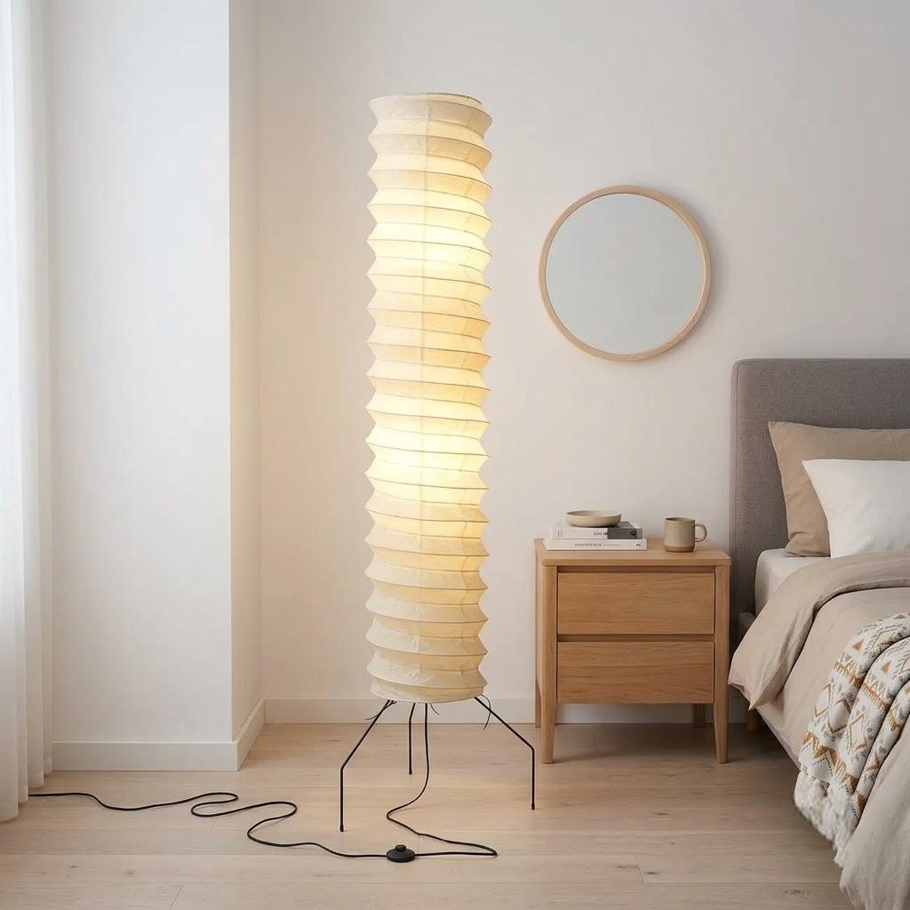 Japandi Cylinder Washi Floor Lamp
