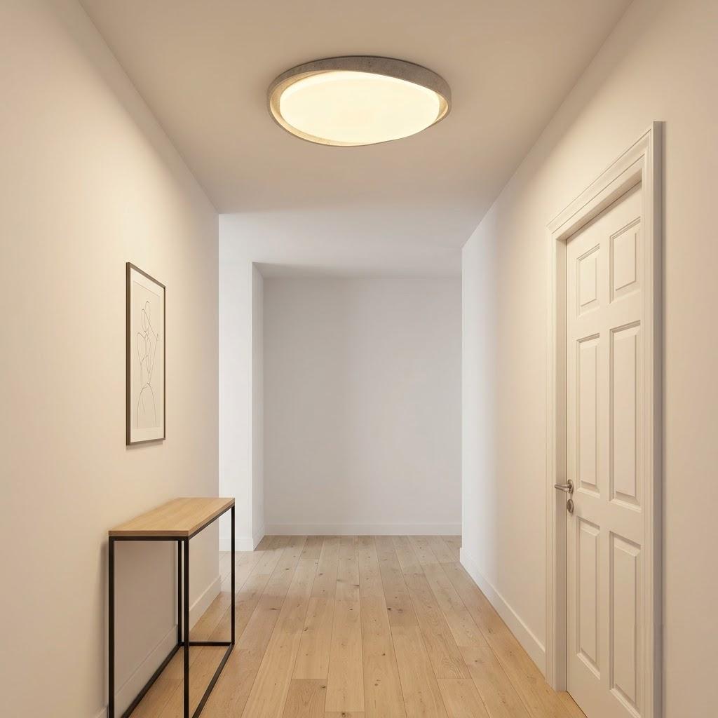 Japandi Travertine Round Flush Mount Ceiling Light