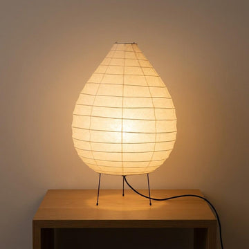 Japandi Tripod Metal Water Drop Paper Shade Table Lamp