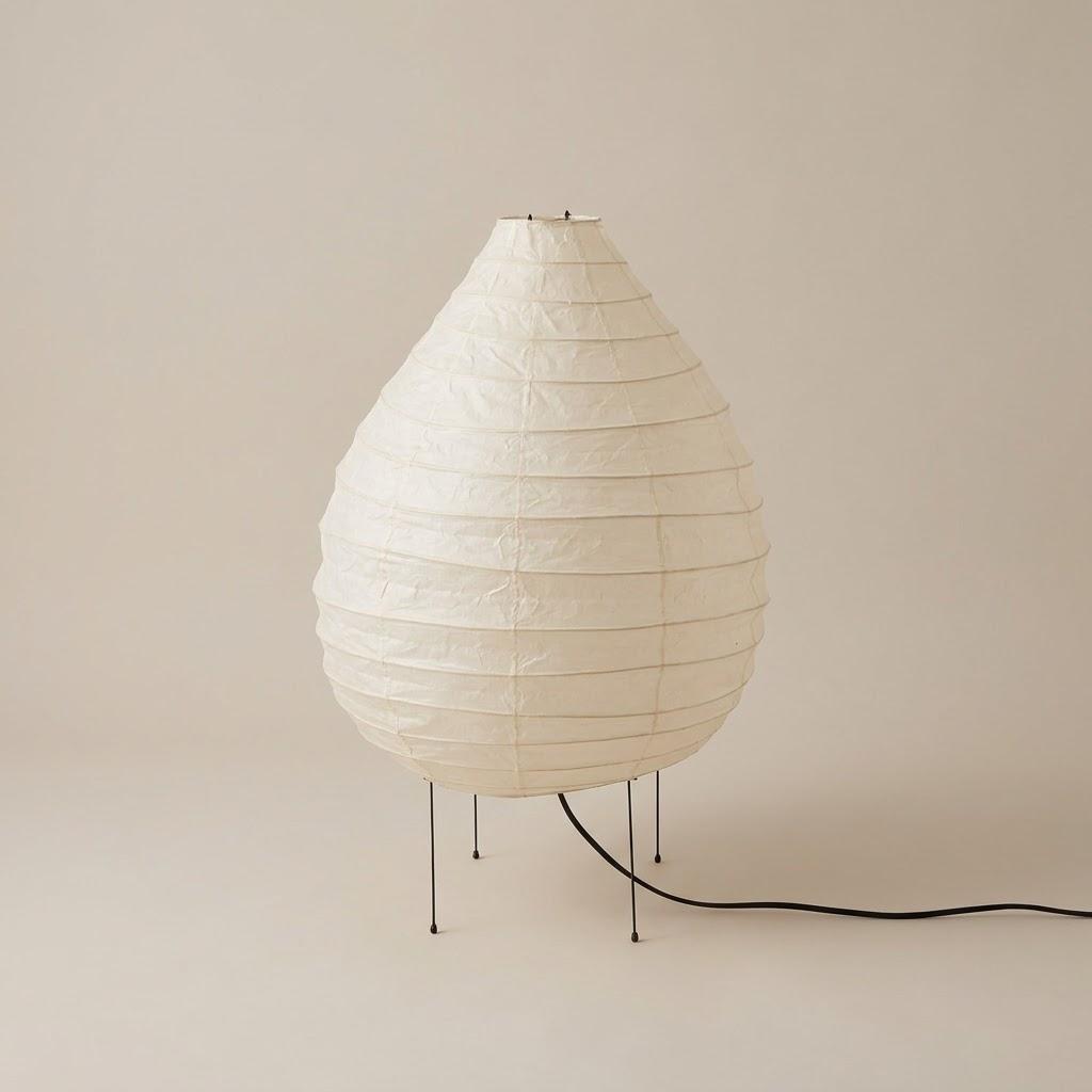 Japandi Tripod Metal Water Drop Paper Shade Table Lamp