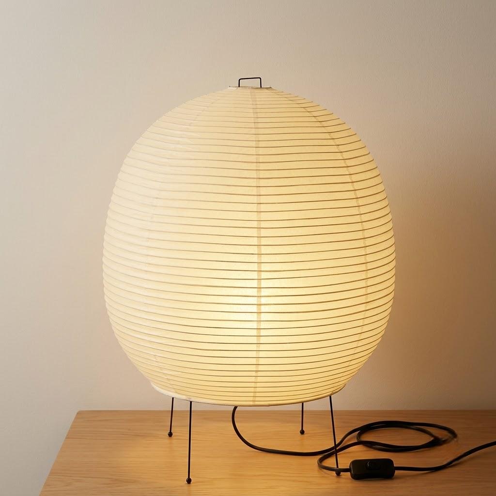 Japandi Tripod Rice Paper Globe Shade Table Lamp