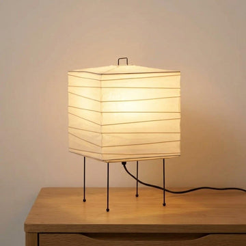 Japandi Washi Paper Square Shade Table Lamp
