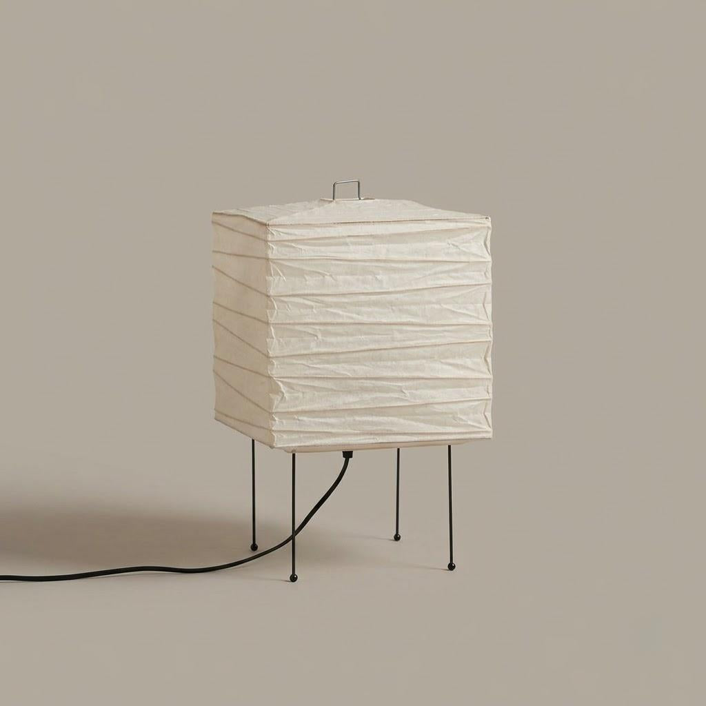 Japandi Washi Paper Square Shade Table Lamp