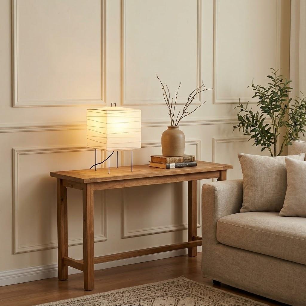 Japandi Washi Paper Square Shade Table Lamp