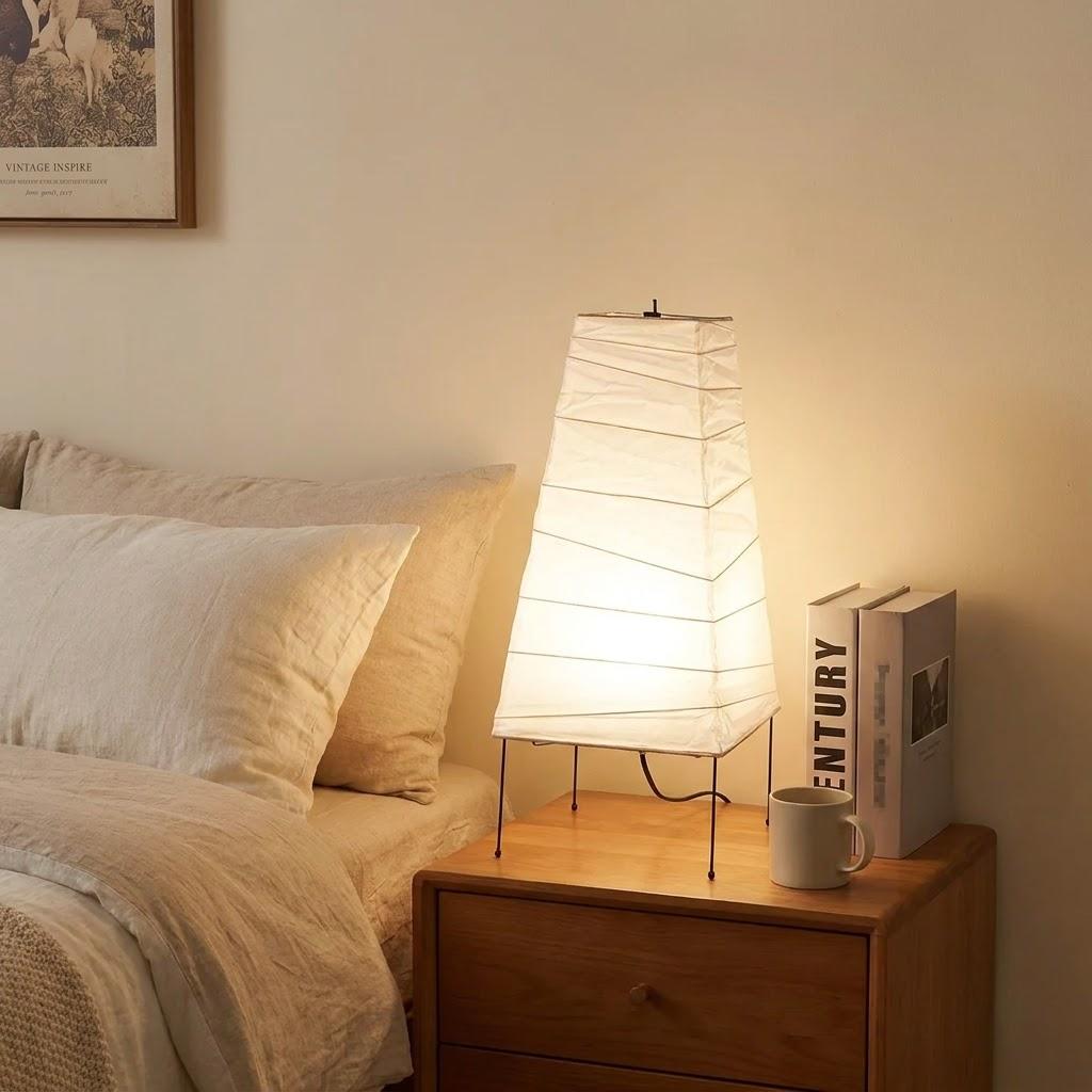 Japandi Wire Leg Washi Trapezoidal Shade Table Lamp