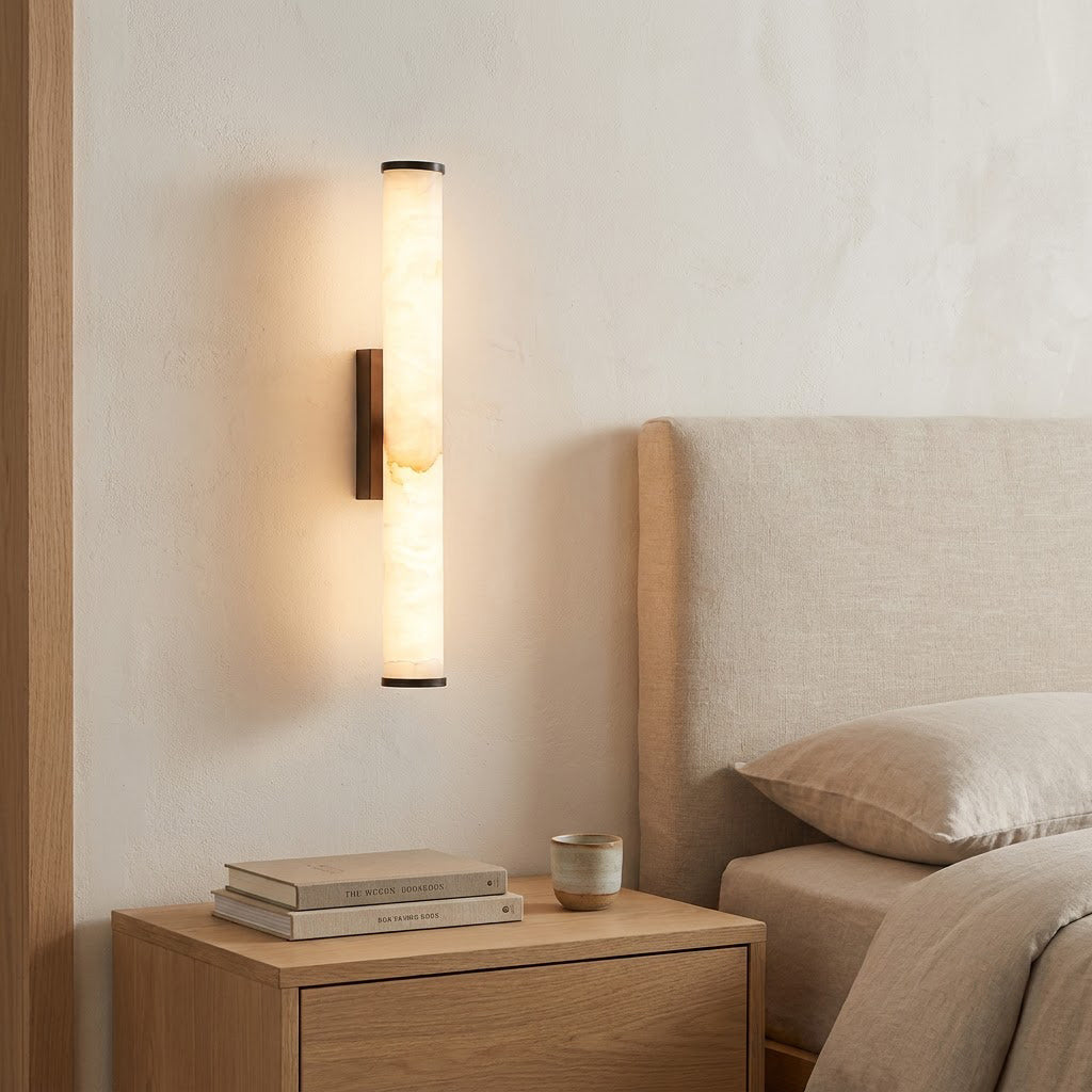 Modern Minimalist Marble Cylinder Wall Sconce