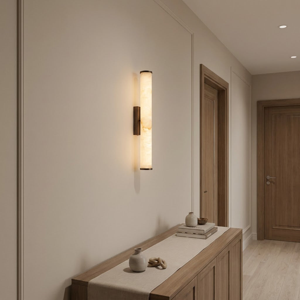 Modern Minimalist Marble Cylinder Wall Sconce
