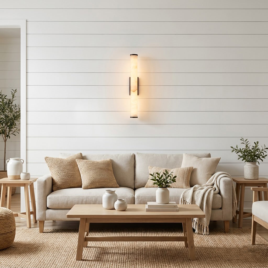 Modern Minimalist Marble Cylinder Wall Sconce