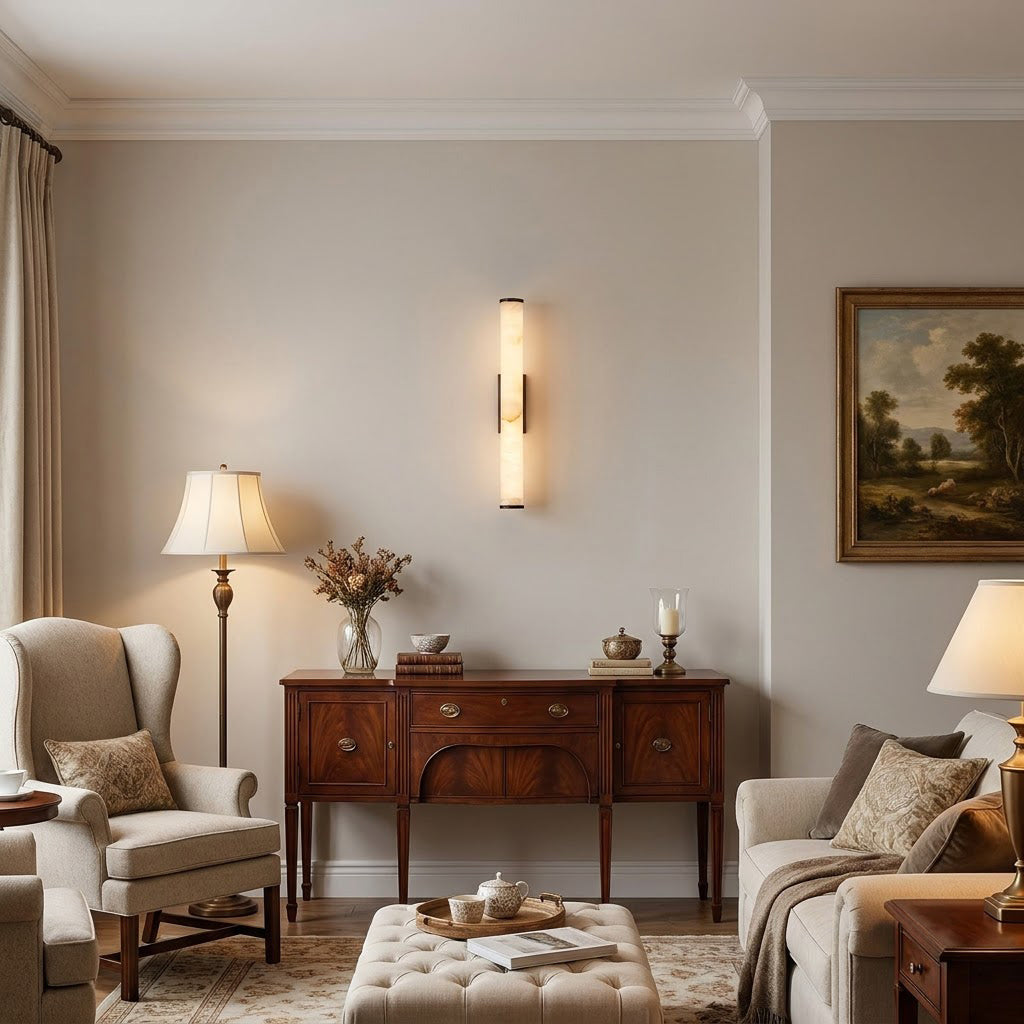 Modern Minimalist Marble Cylinder Wall Sconce