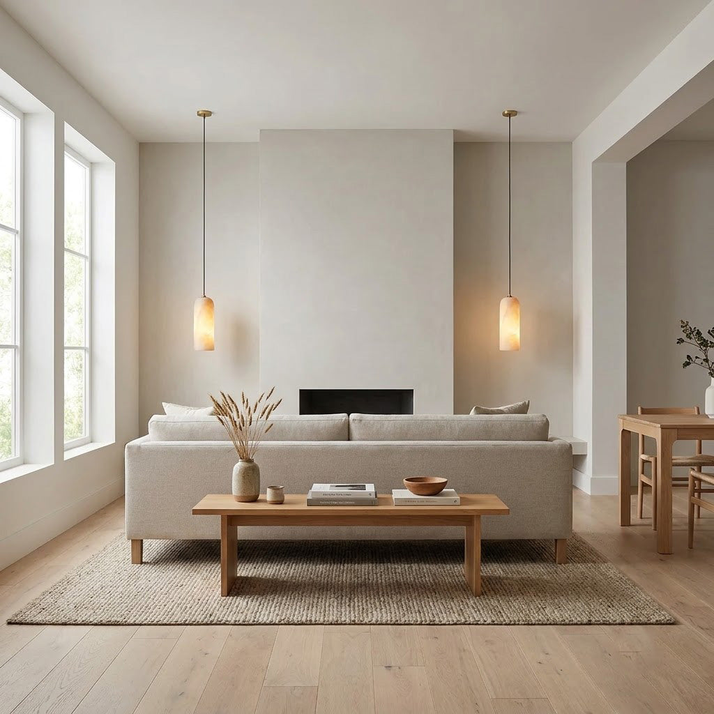 Mid-Century Modern Alabaster Pendant Light