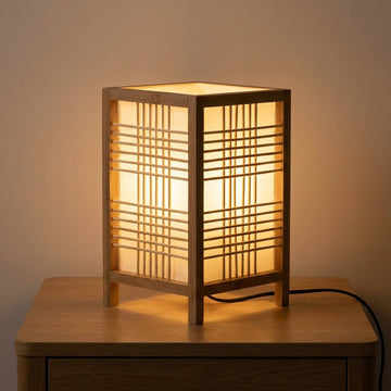 Minimalist Column Bamboo Square Shade Table Lamp